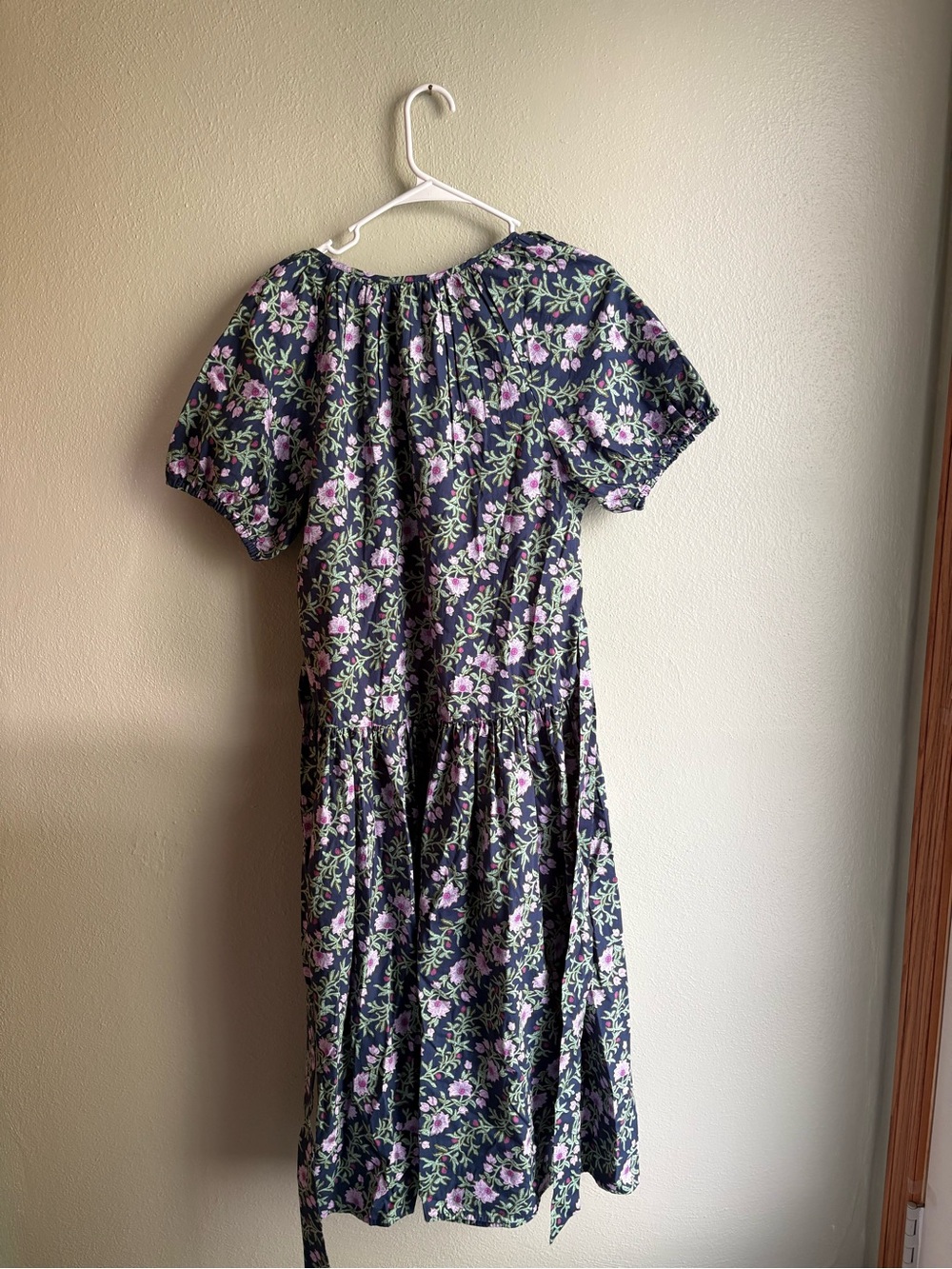 J. Crew Navy Floral Tie-Waist Midi Dress - Picture 4 of 5